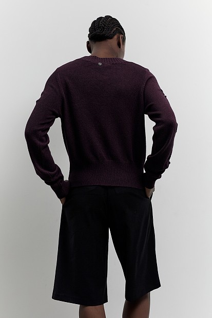 Sweater with gathered sleeves