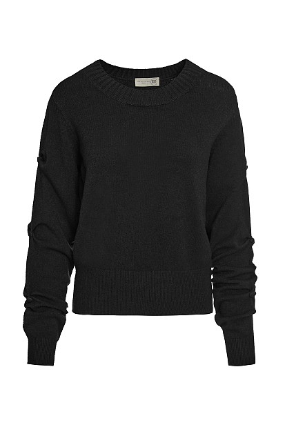 Sweater with gathered sleeves