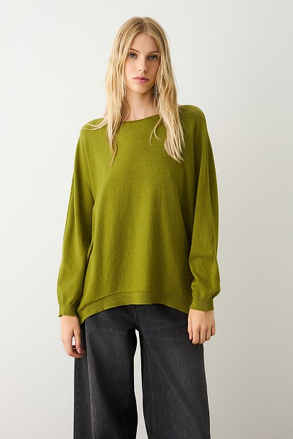 Sweater with straight neckline
