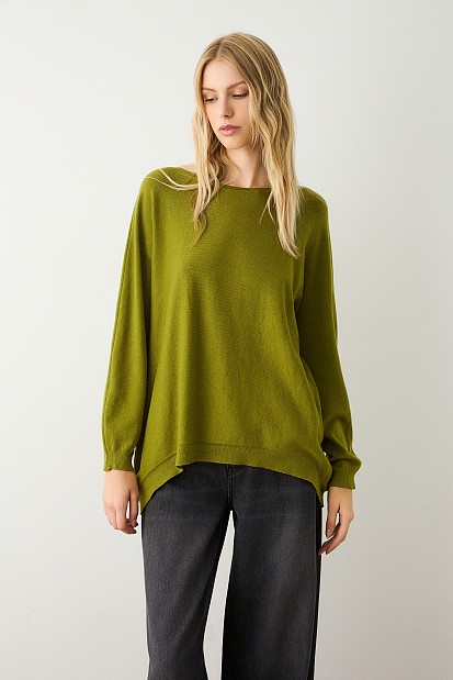 Sweater with straight neckline