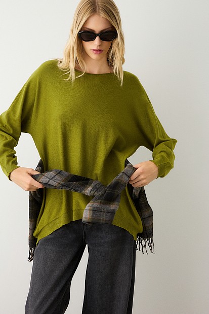 Sweater with straight neckline