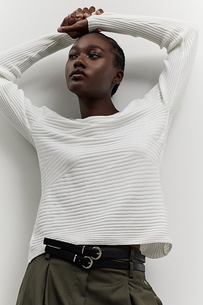 Long sleeves ribbed blouse