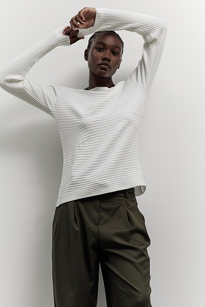 Long sleeves ribbed blouse