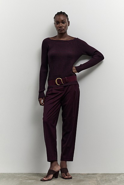 Long sleeves ribbed blouse