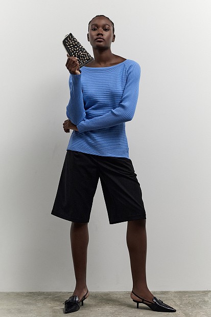 Long sleeves ribbed blouse