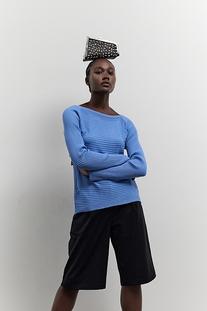 Long sleeves ribbed blouse