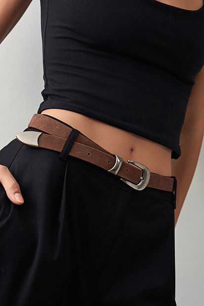 Leather suede belt