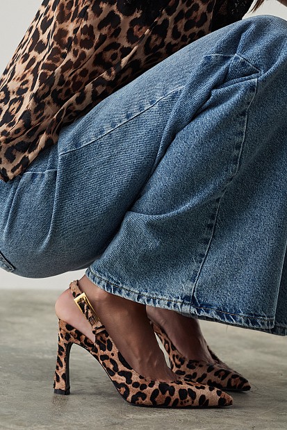 Pony skin slingback γόβες