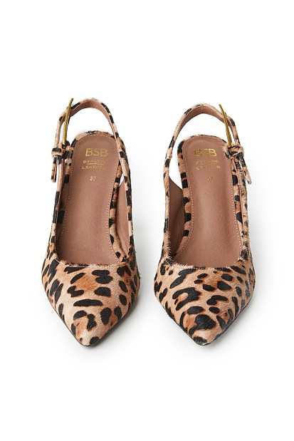 Pony skin slingback pumps