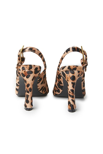 Pony skin slingback pumps
