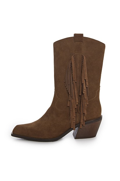 Suede μπότες με κρόσια
