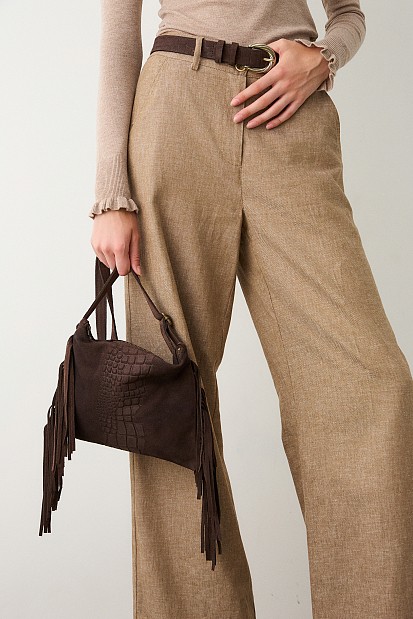 Suede fringed bag