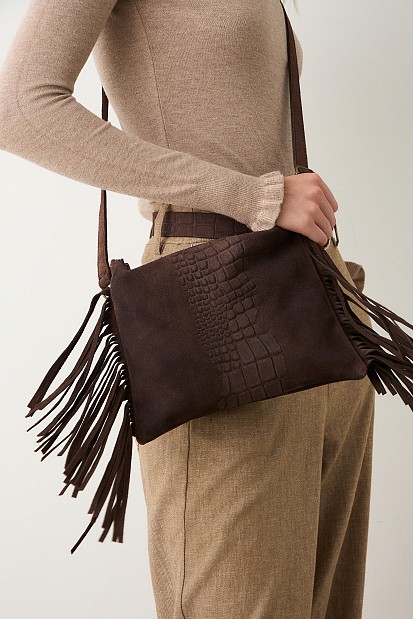Suede fringed bag