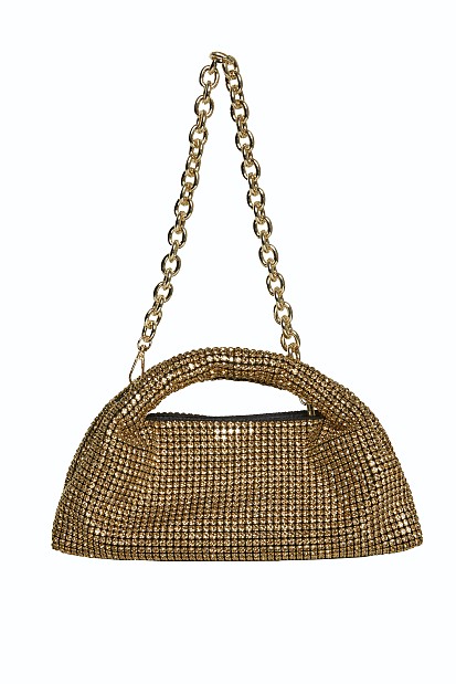 Gold purse with rhinestones