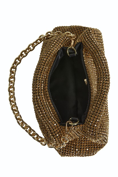 Gold purse with rhinestones