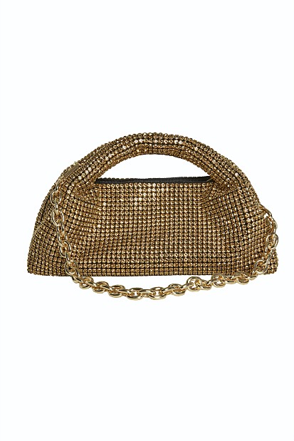 Gold purse with rhinestones