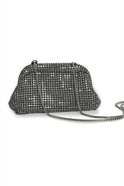 Purse with rhinestones and chain