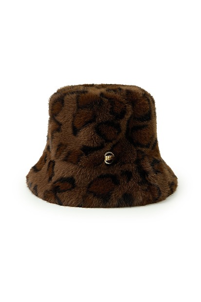 Faux fur leopard bucket hat