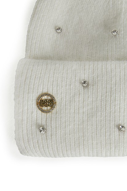 Knitted beanie with rhinestones