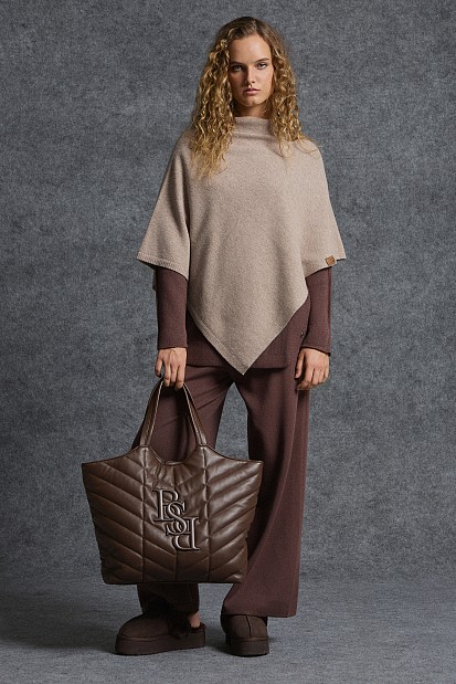 Wool cape with turtleneck