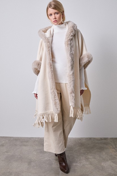 Faux fur cape