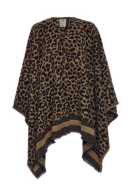 Kniited leopard print cape