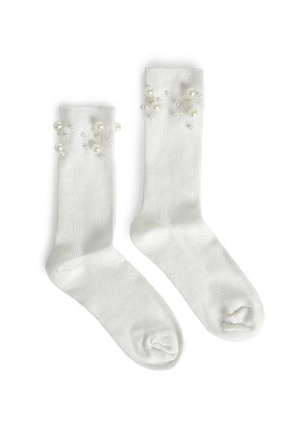 Socks with pearls