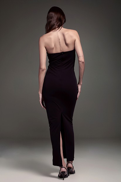 Maxi strapless dress with knot - Gold label