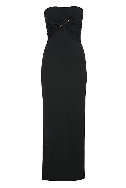 Maxi strapless dress with knot - Gold label
