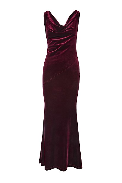 Maxi velvet draped dress - Gold label