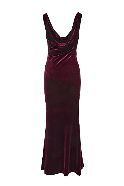 Maxi velvet draped dress - Gold label