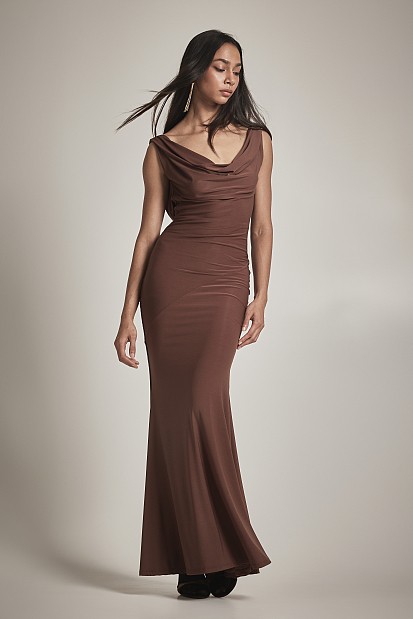 Μάξι ντραπέ φόρεμα - Gold label