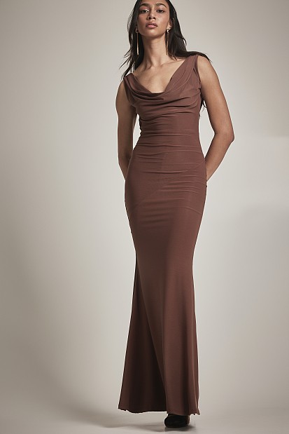 Μάξι ντραπέ φόρεμα - Gold label