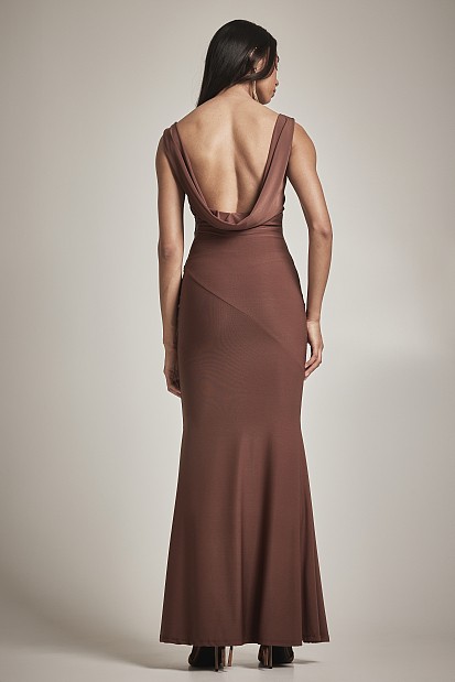 Μάξι ντραπέ φόρεμα - Gold label