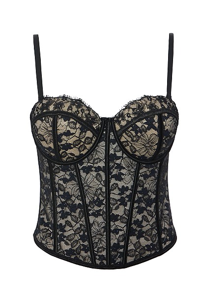 Lace bustier with rhinestones - Gold label