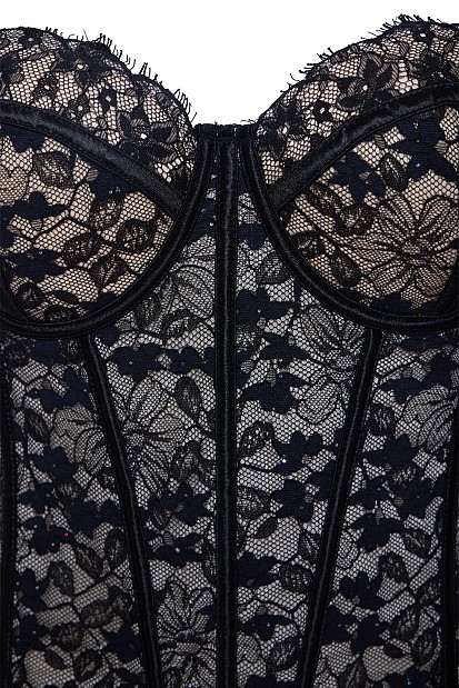 Lace bustier with rhinestones - Gold label