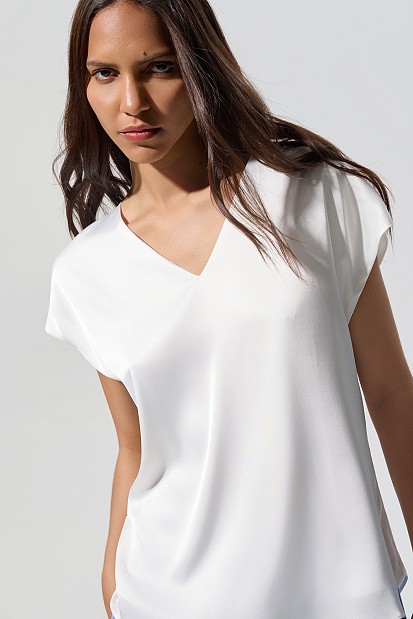 Satin V-neck blouse