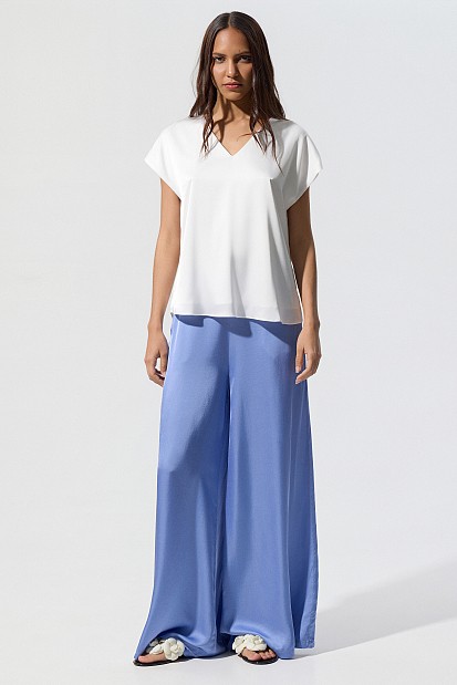 Satin V-neck blouse