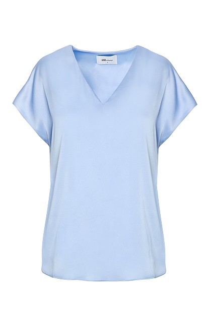 Σατέν V-neck μπλούζα