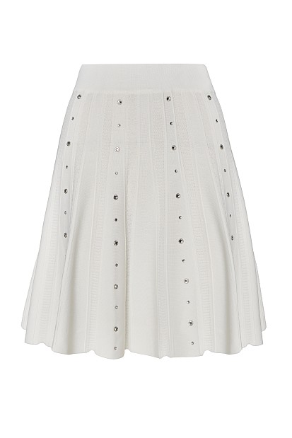 Mini knitted skirt with rhinestones