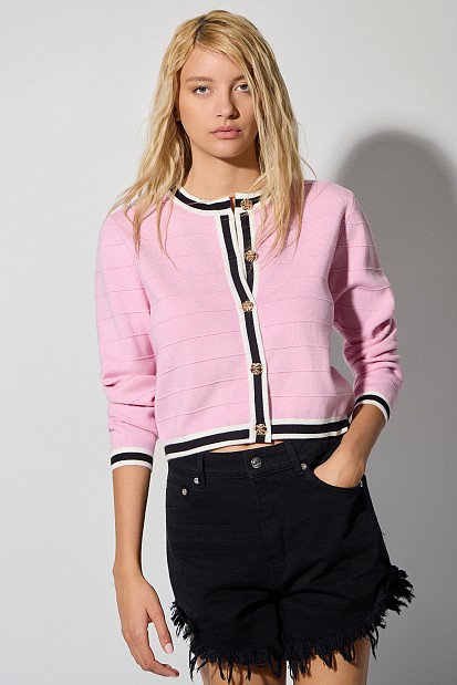 Knitted cardigan with stripe