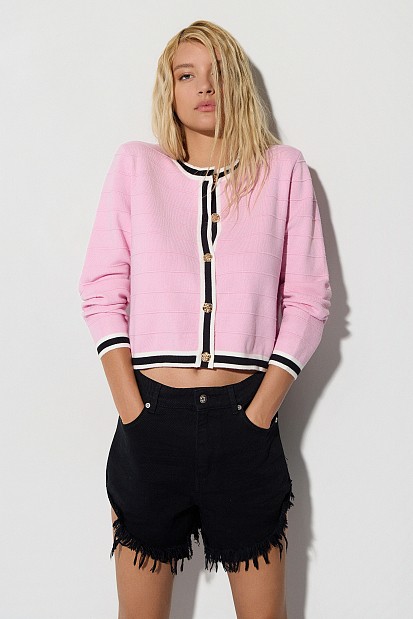 Knitted cardigan with stripe