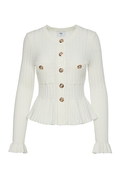 Knitted cardigan with ruffles