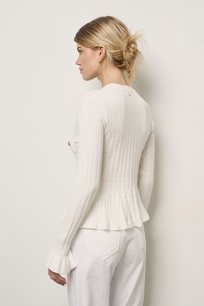 Knitted cardigan with ruffles