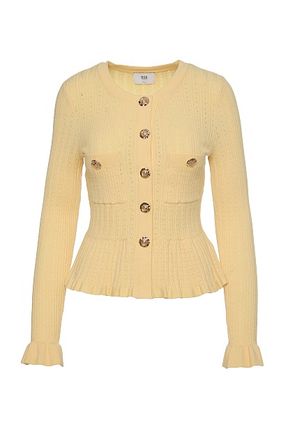 Knitted cardigan with ruffles