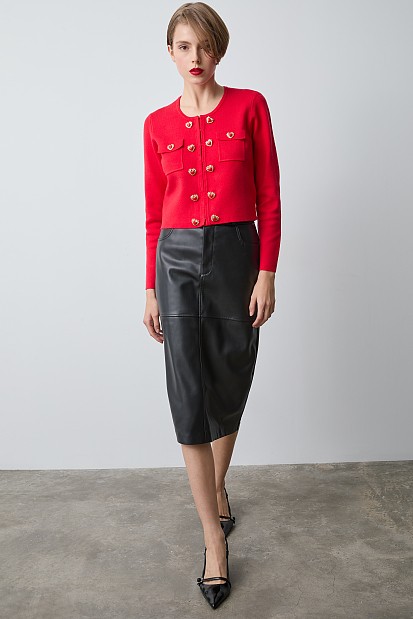 Knitted cardigan with decorative buttons