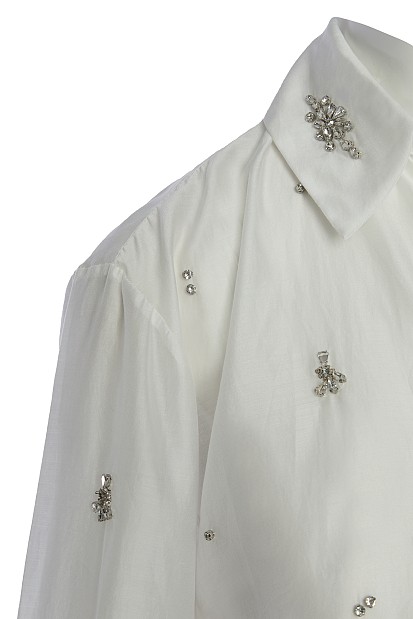 Semi sheer shirt with rhinestones
