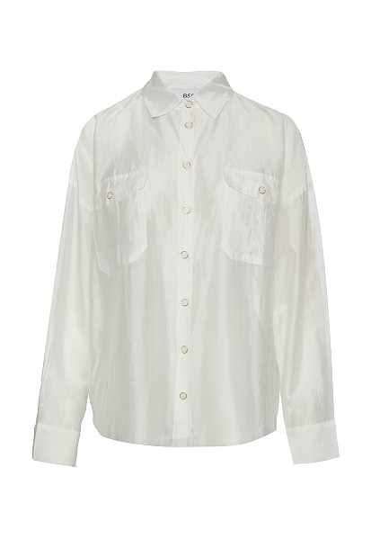 Semi-sheer shirt with pockets