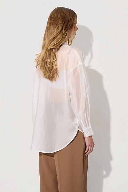 Semi-sheer shirt with pockets