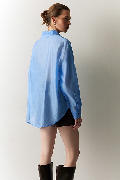 Semi-sheer shirt with pockets